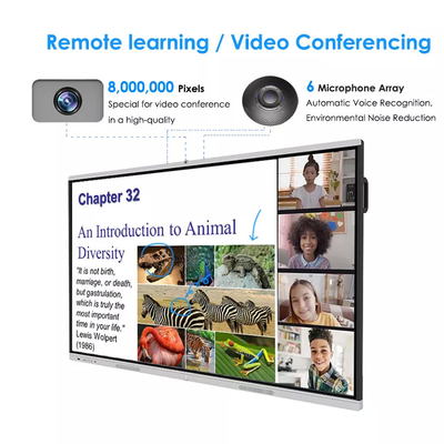 Flat Panel Smart Touch Whiteboard , 3840x2160 75 Inch Interactive Board