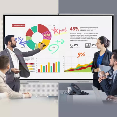 20 Points IR Touch 65 Inch Smart Board Aluminum Edging Toughened Glass